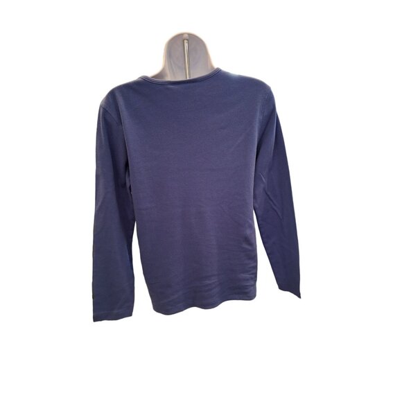 MC Sportswear Long Sleeve Top Embroidered Reindeer Womens Medium Blue  Casual Wi - Picture 3 of 7